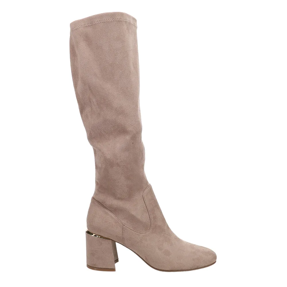 Ilona Tall Stretch Suede Square Toe Zippered Boots