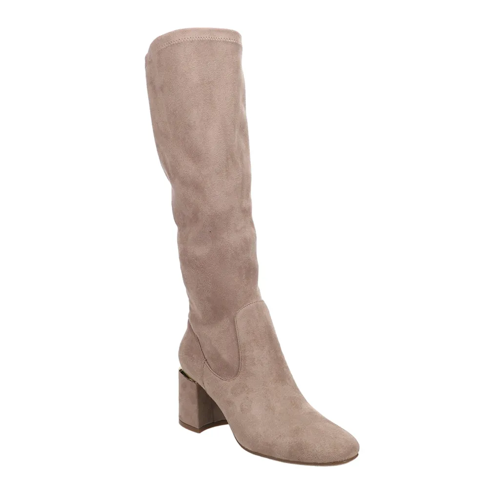 Ilona Tall Stretch Suede Square Toe Zippered Boots