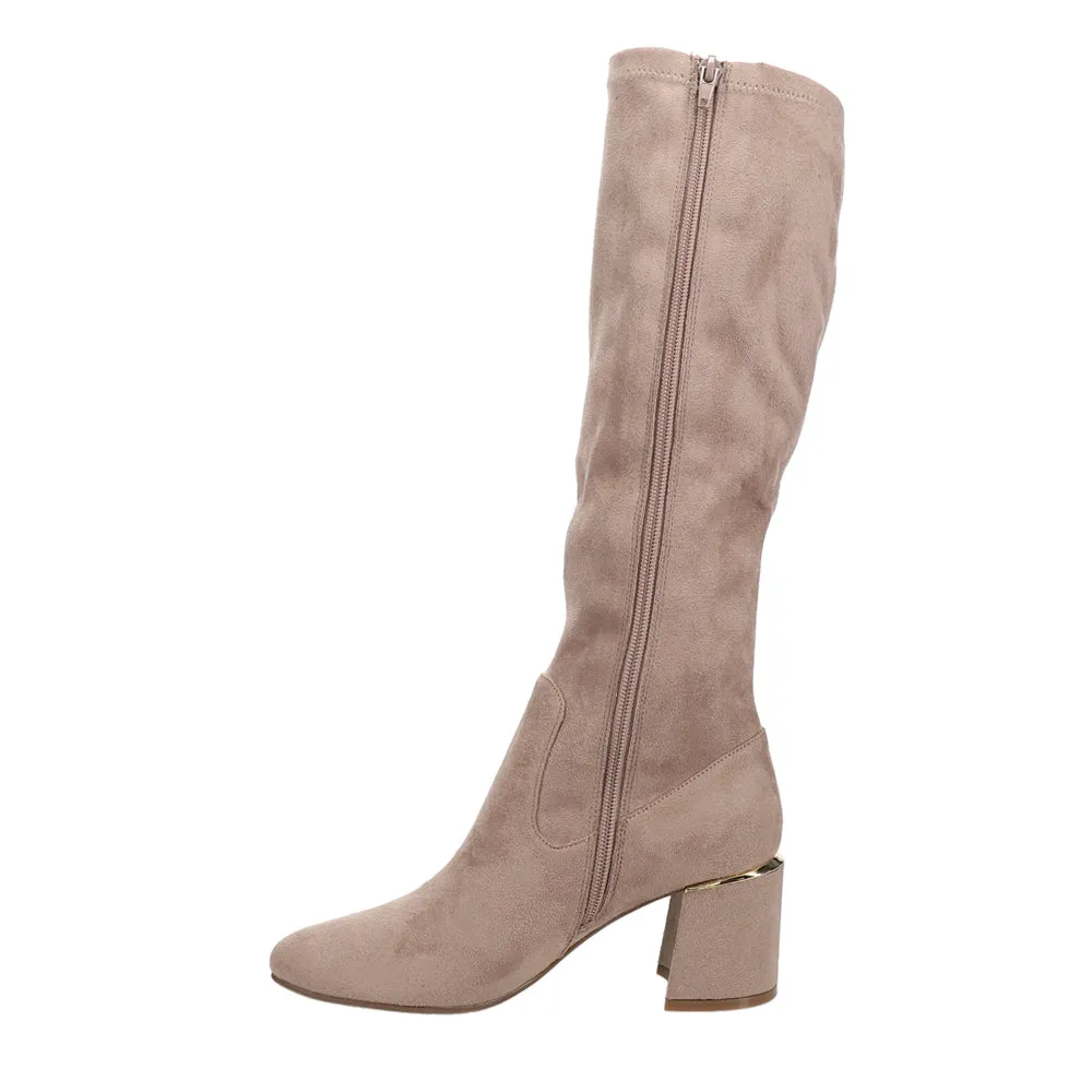 Ilona Tall Stretch Suede Square Toe Zippered Boots