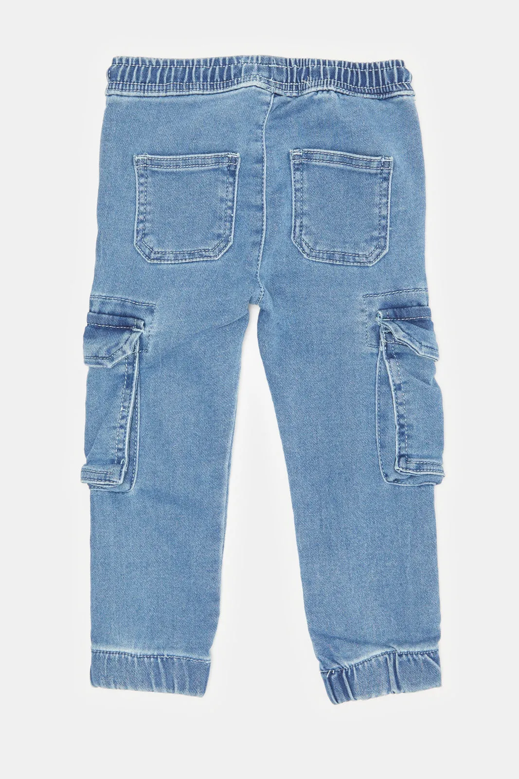 Infant Boys Blue Cargo Knit Denim Pants