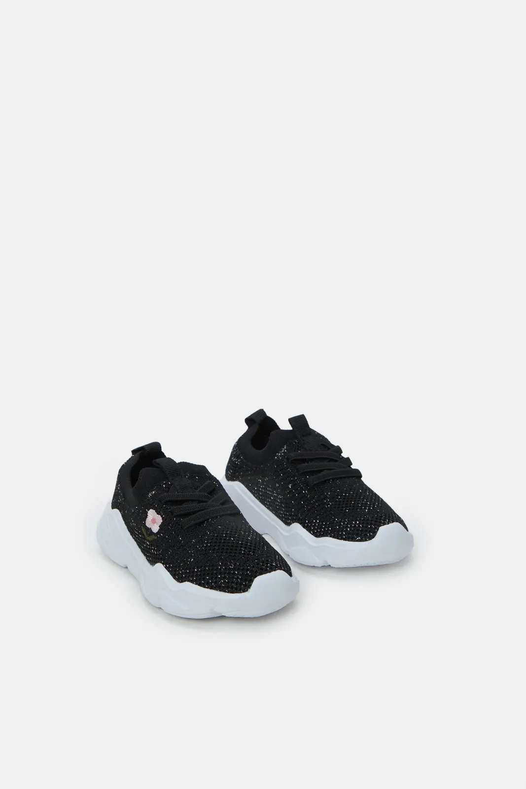 Infant Girls Black Knit Trainer