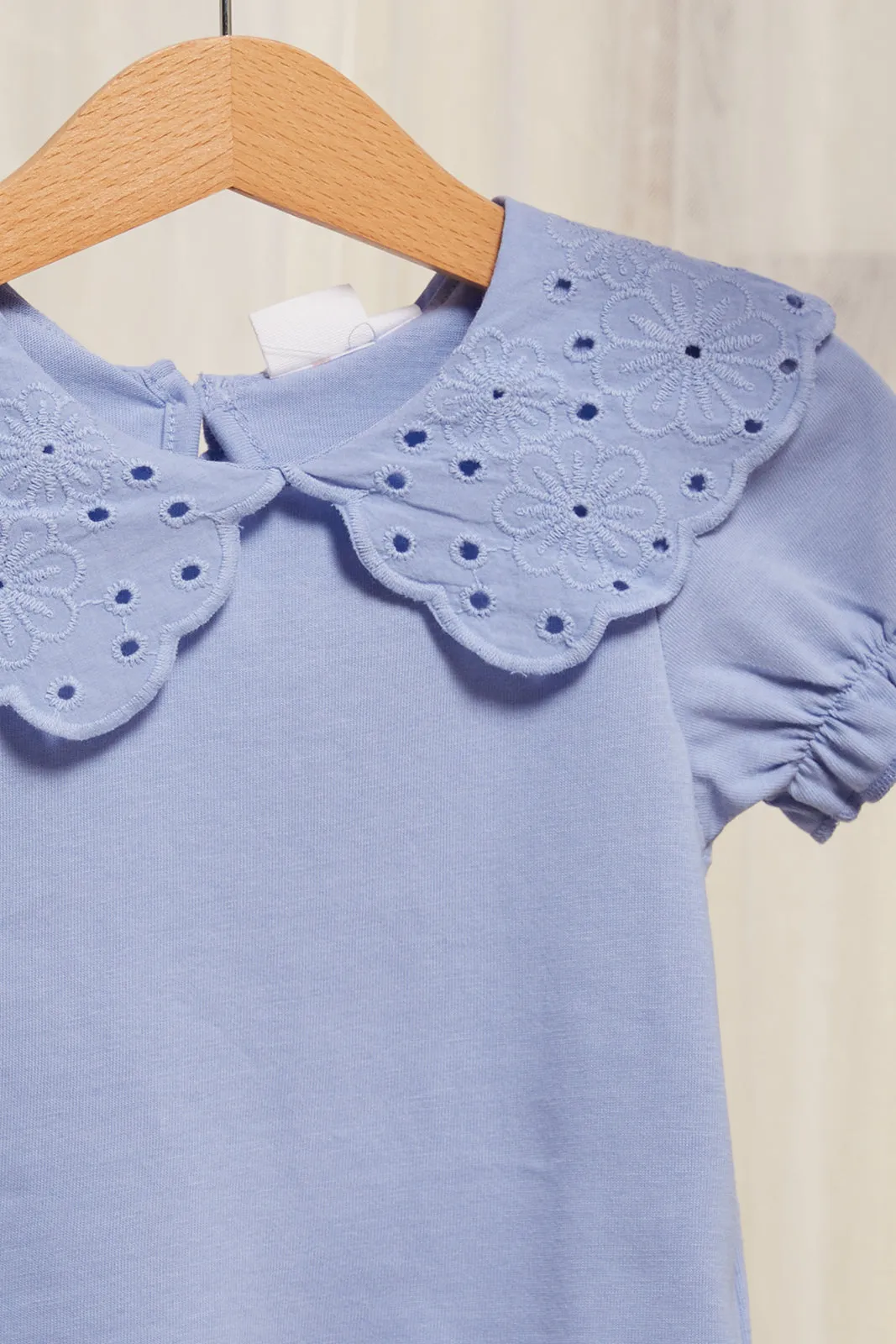 Infant Girls Blue Solid Knit Blouse