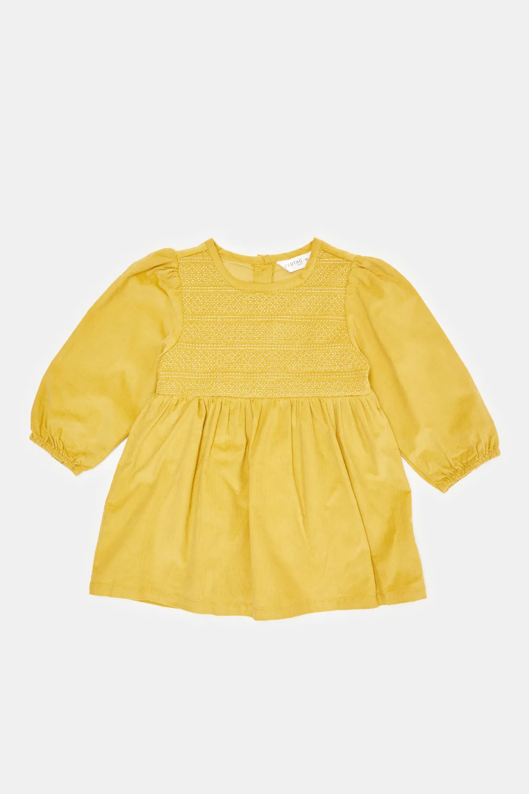 Infant Girls Mustard Smocking Dress