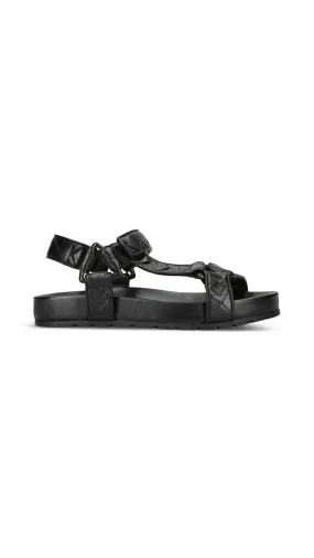 Black Woven Leather Sandals