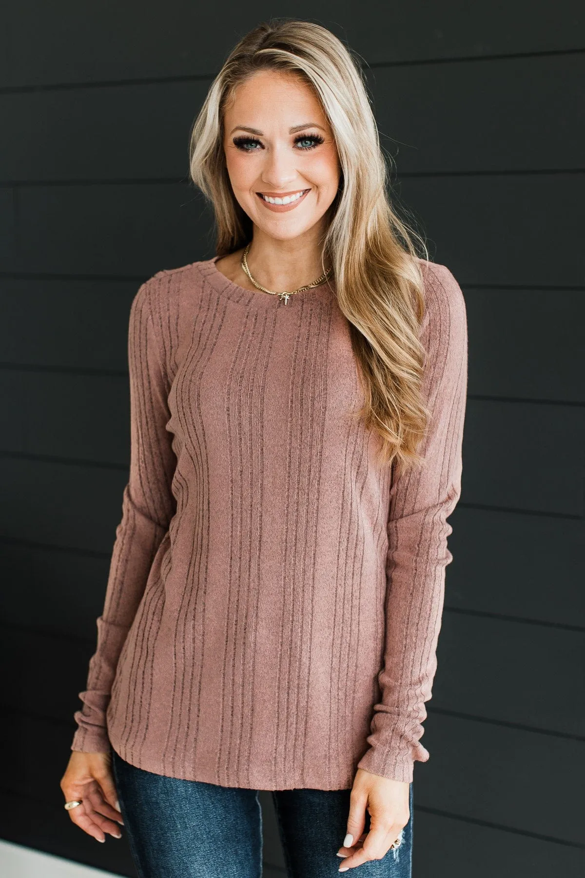 Dusty Rose It's Been Lovely Knit Top