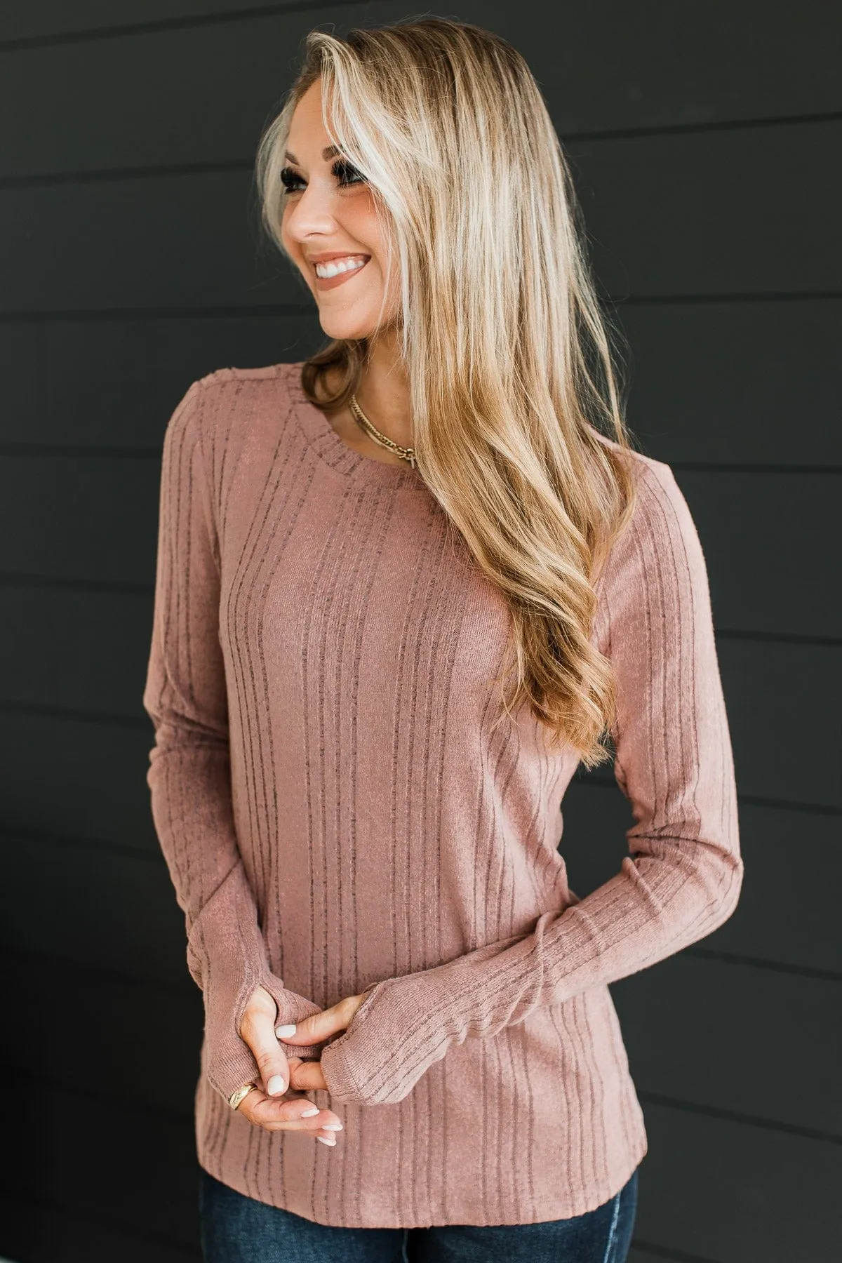 Dusty Rose It's Been Lovely Knit Top