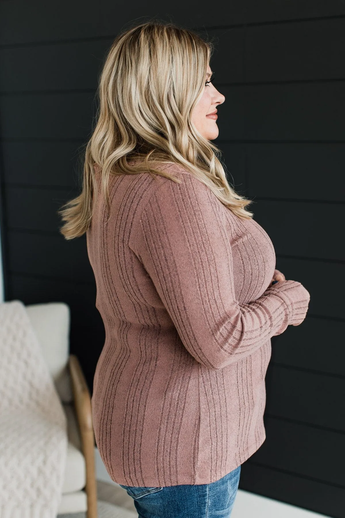 Dusty Rose It's Been Lovely Knit Top