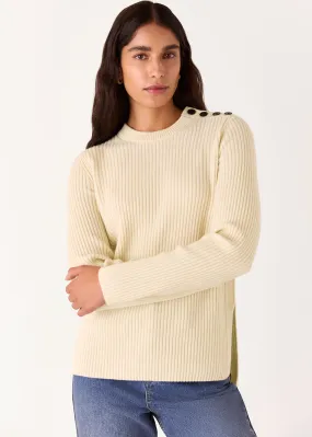 Ivory Button Detail Longline Knit