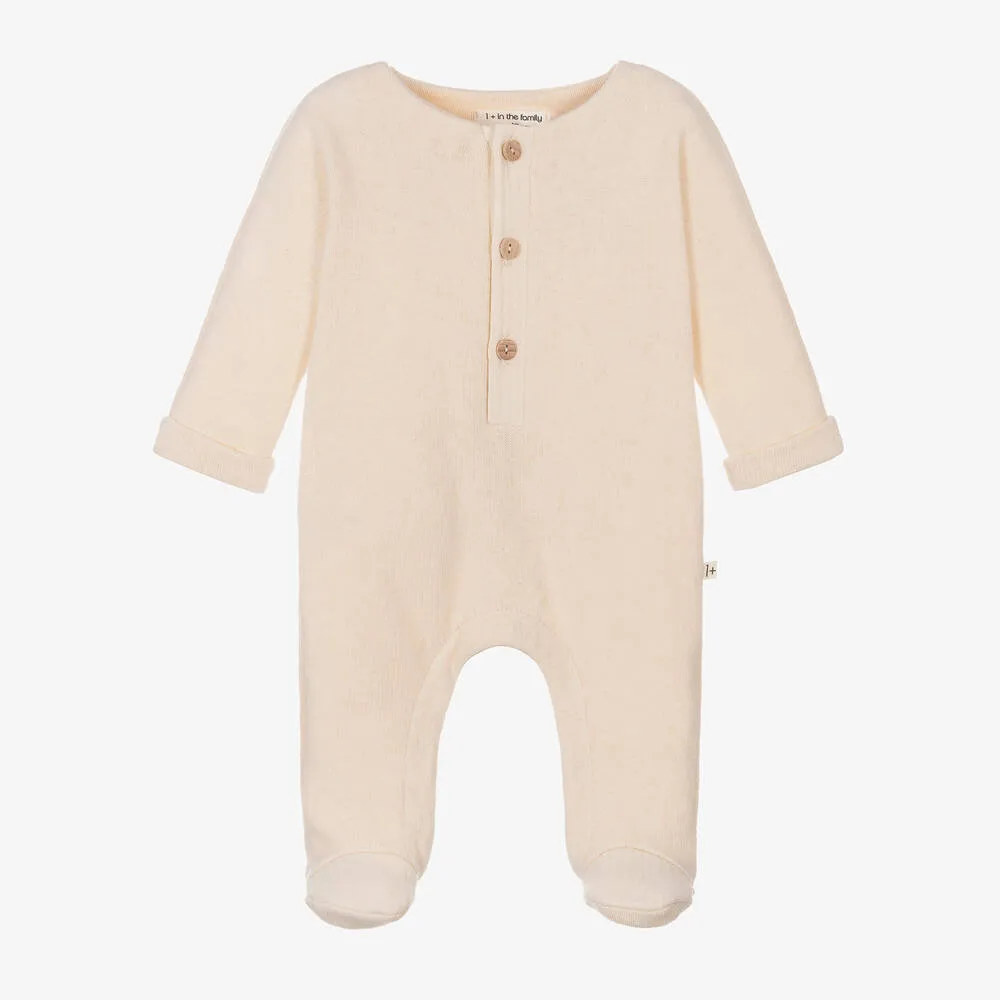 Ivory Cotton Knit Babygrow