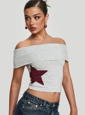 Grey Off The Shoulder Top - Jacquiel