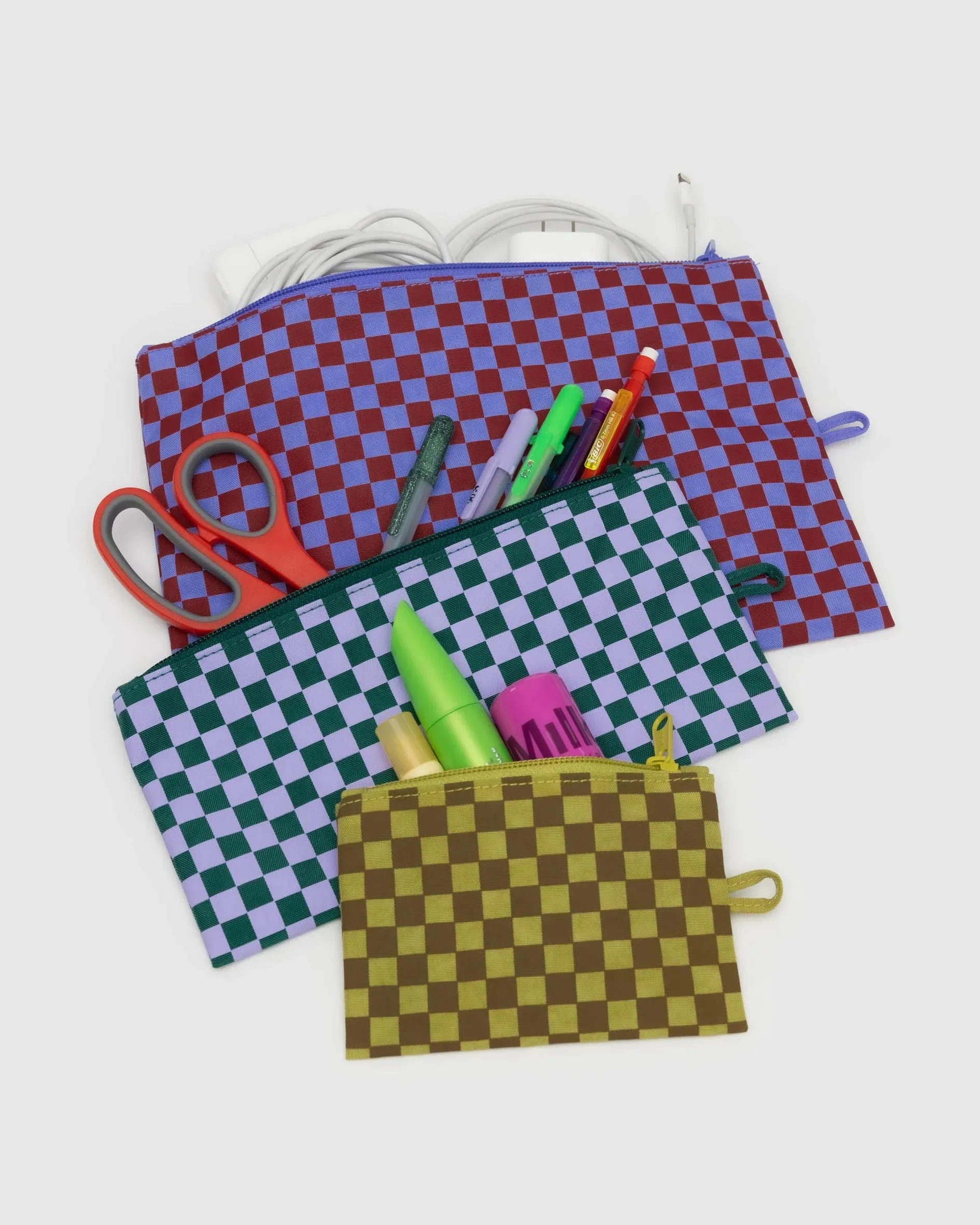 Jewel Checks Flat Pouch Set