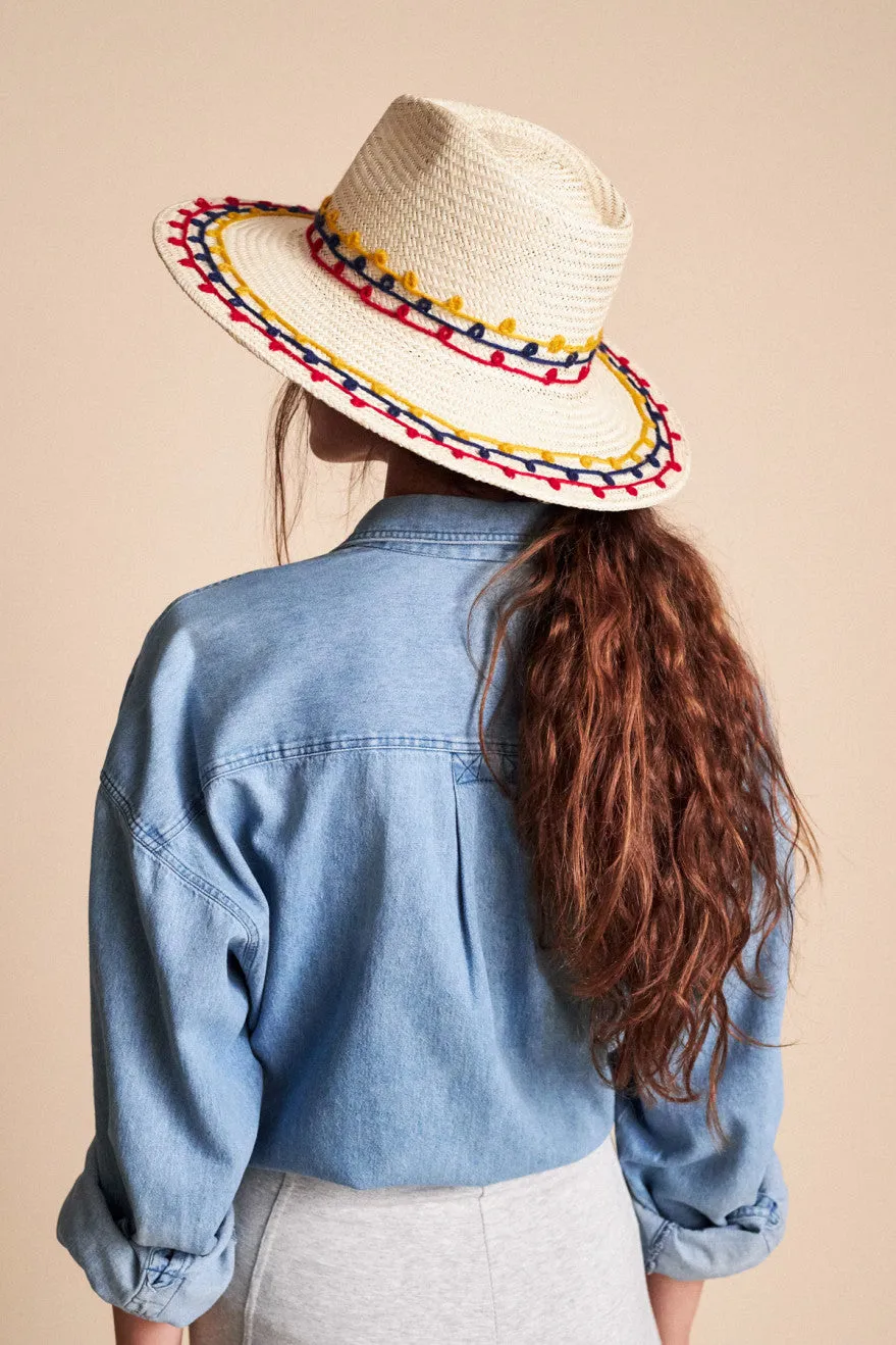 Joanna Embroidered Hat - Tan Mix