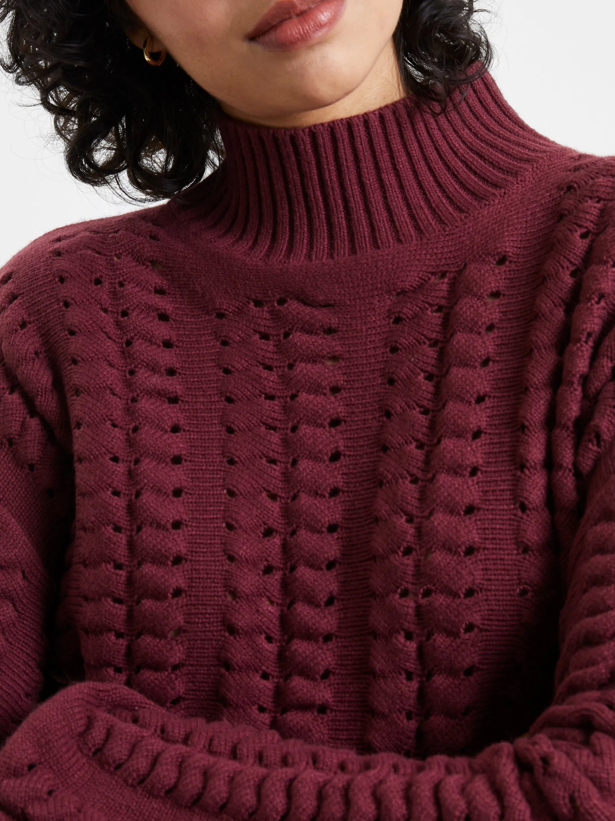 Jolee sweater with high neck and cable knit detail