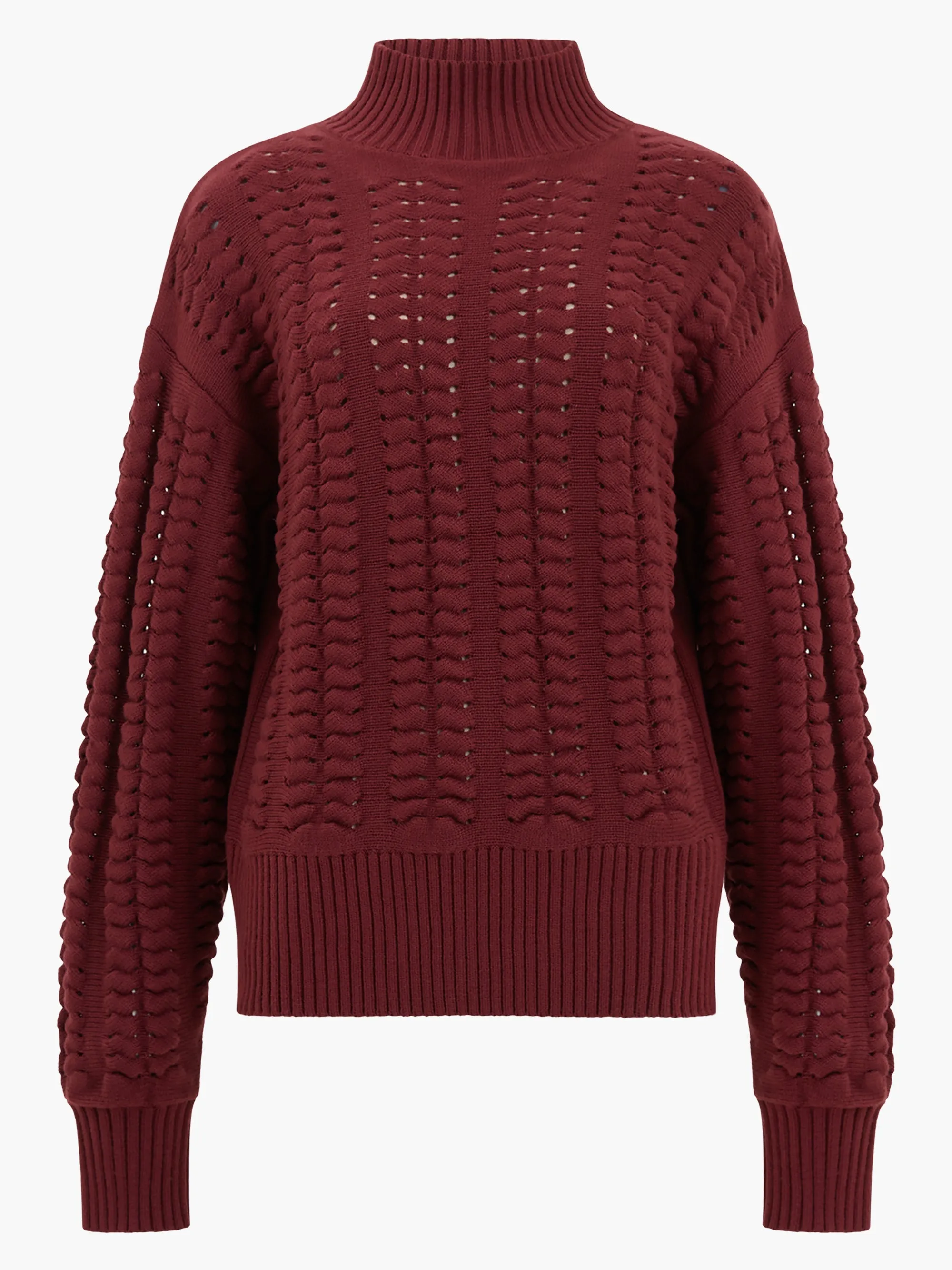 Jolee sweater with high neck and cable knit detail