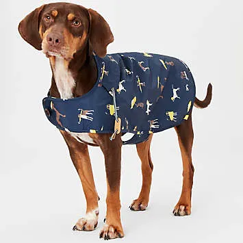 Kaleidoscope Water Resistant Navy Dog Coat by Joules