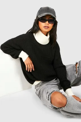 Jumpers & Cardigans | Colour Block Roll Neck Jumper | boohoo