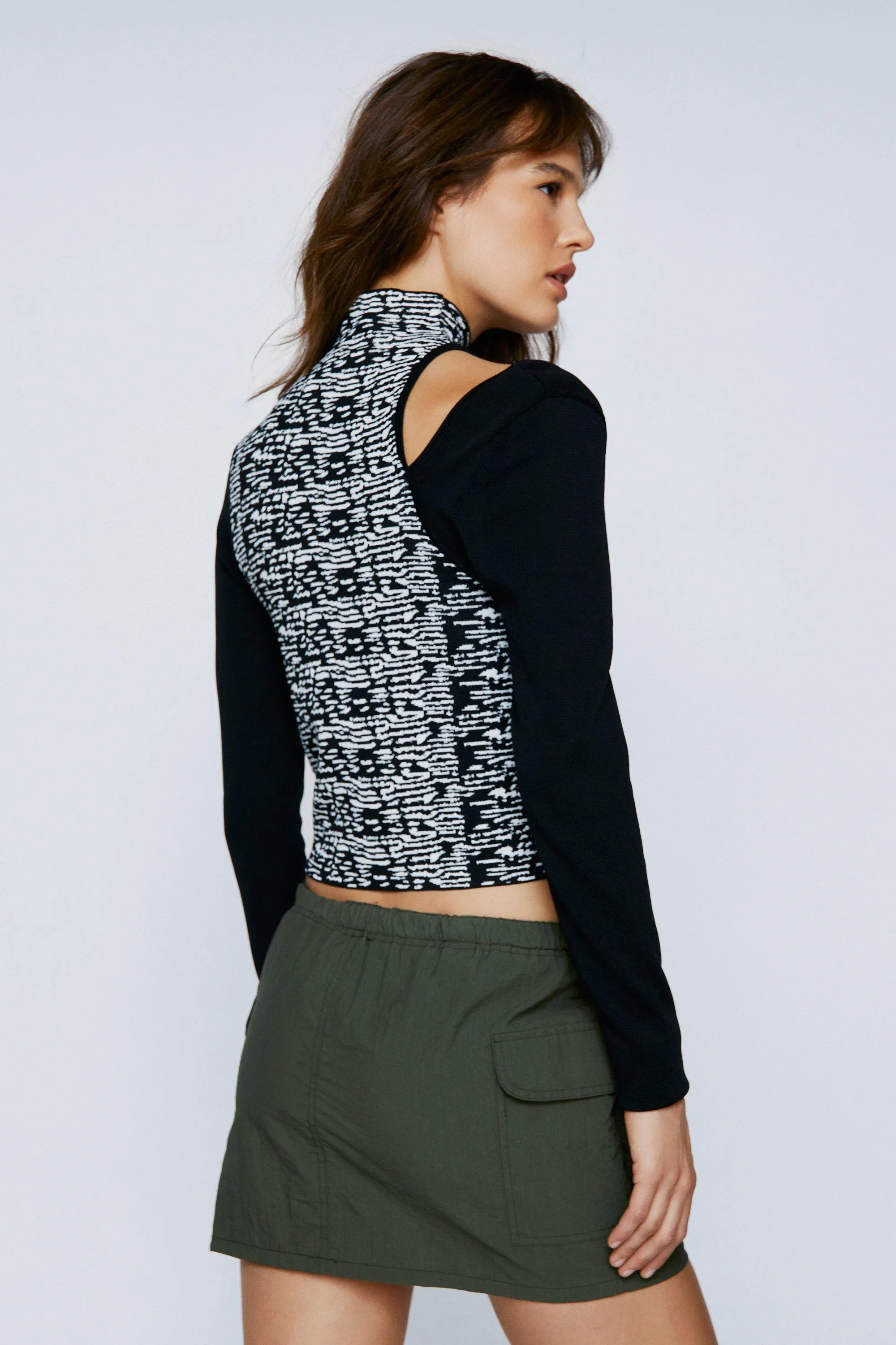 Jumpers & Cardigans | Contrast Sleeve Cut Out Top | NastyGal