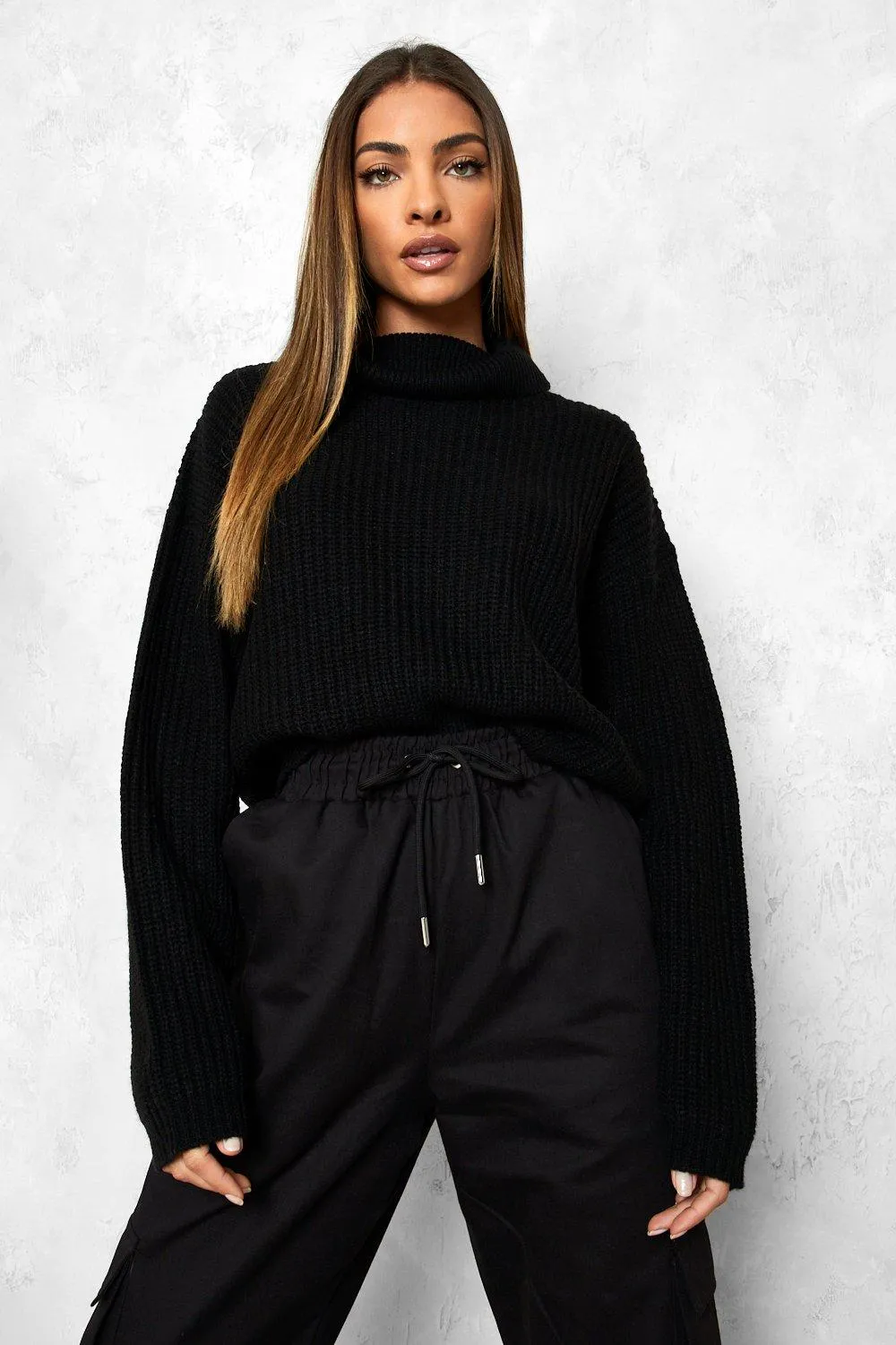 Cropped Fisherman Roll Neck Jumper | Shop Jumpers & Cardigans - boohoo