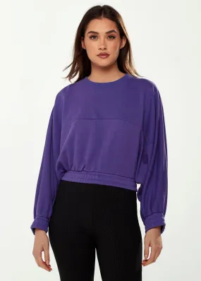 Jumpers & Cardigans | Cropped Sweatshirt in Purple | Liquorish