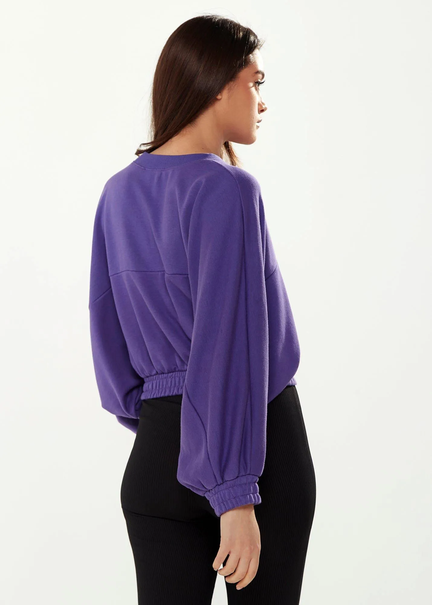 Jumpers & Cardigans | Cropped Sweatshirt in Purple | Liquorish