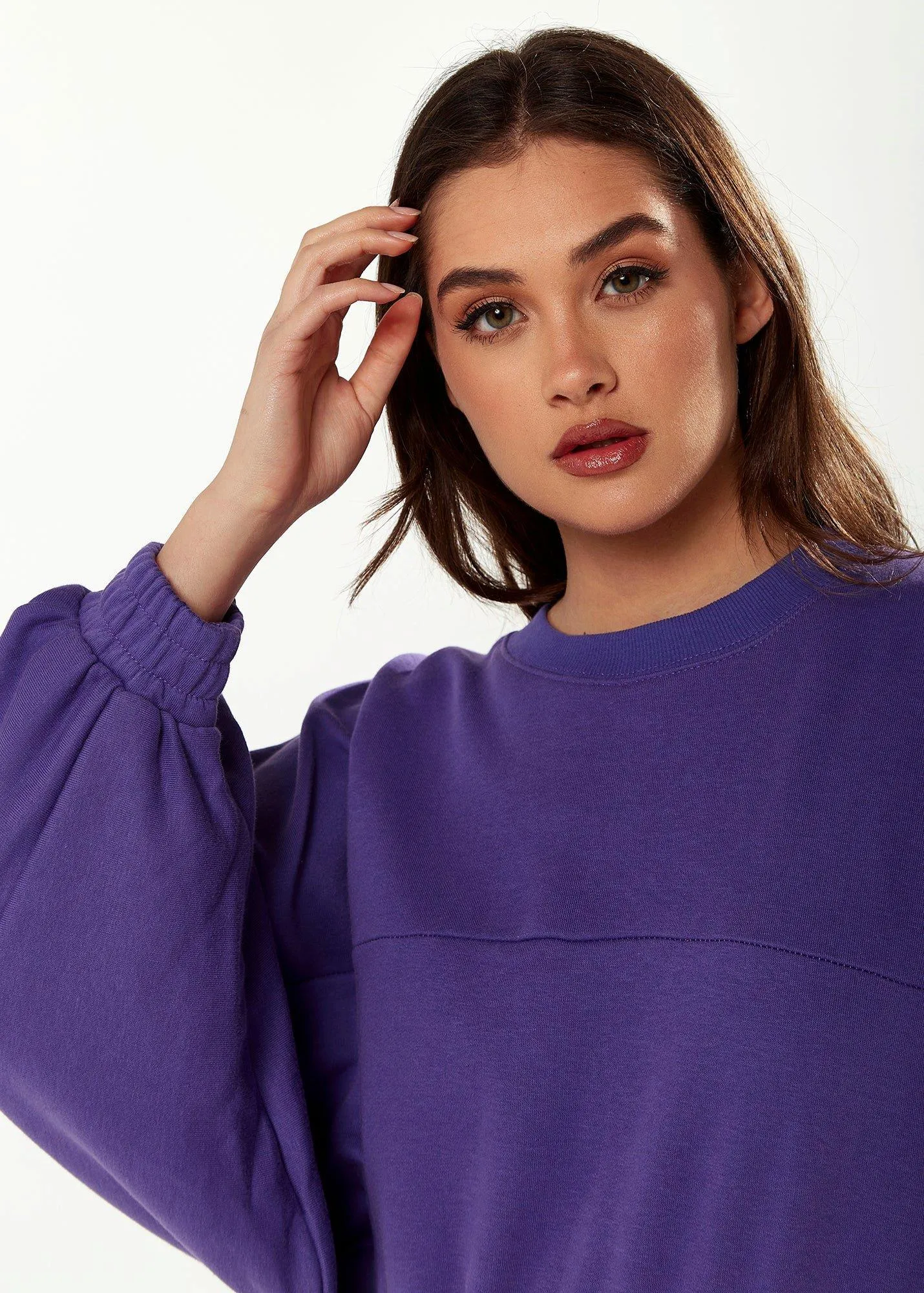 Jumpers & Cardigans | Cropped Sweatshirt in Purple | Liquorish