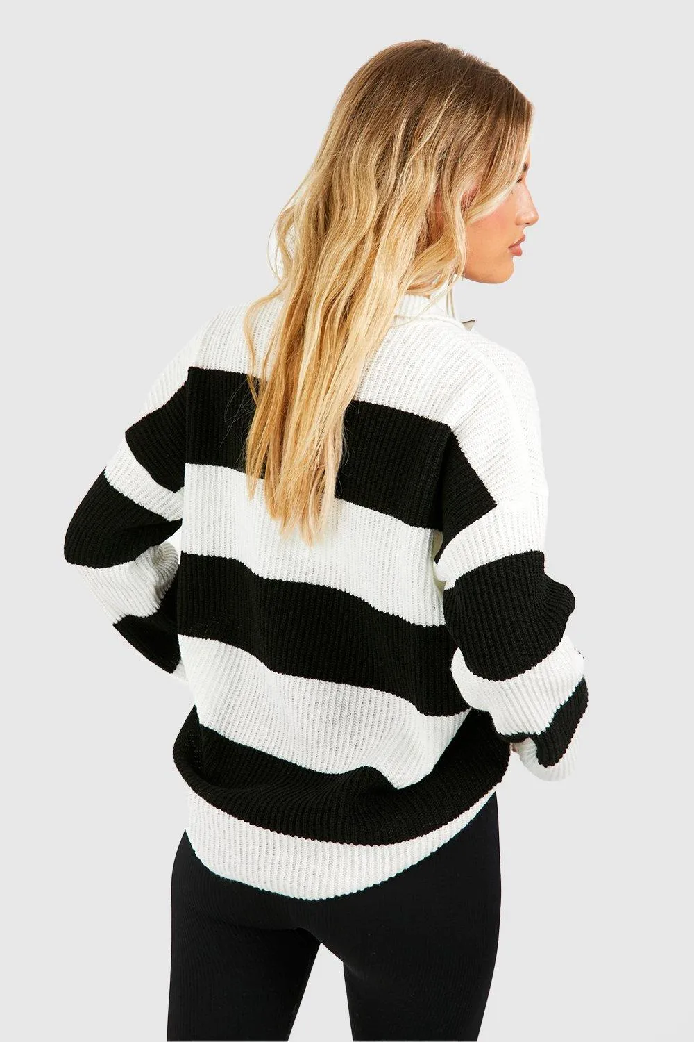 Half Zip Soft Knit Stripe Jumper | Shop Jumpers & Cardigans at boohoo