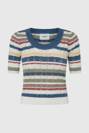 Iris Stripe Rib Knit Top Multi - Pepe Jeans