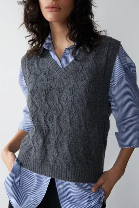 Jumpers & Cardigans | Knitted Pointelle Crochet V Neck Sweater Vest | Warehouse