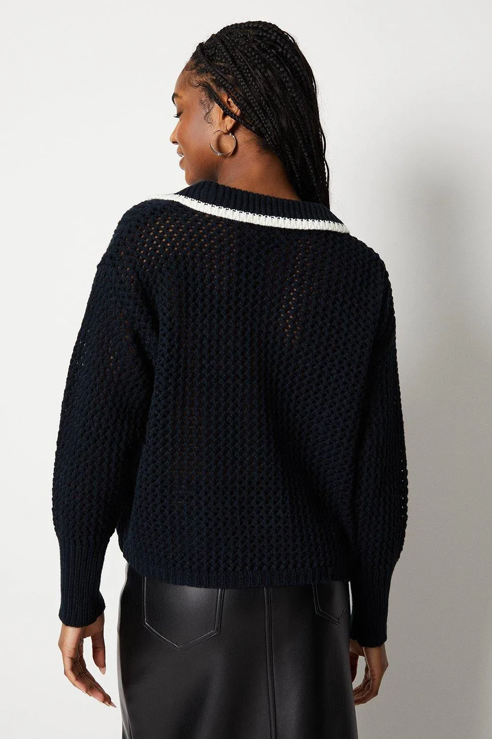 Open Collar Knitted Jumper - Warehouse