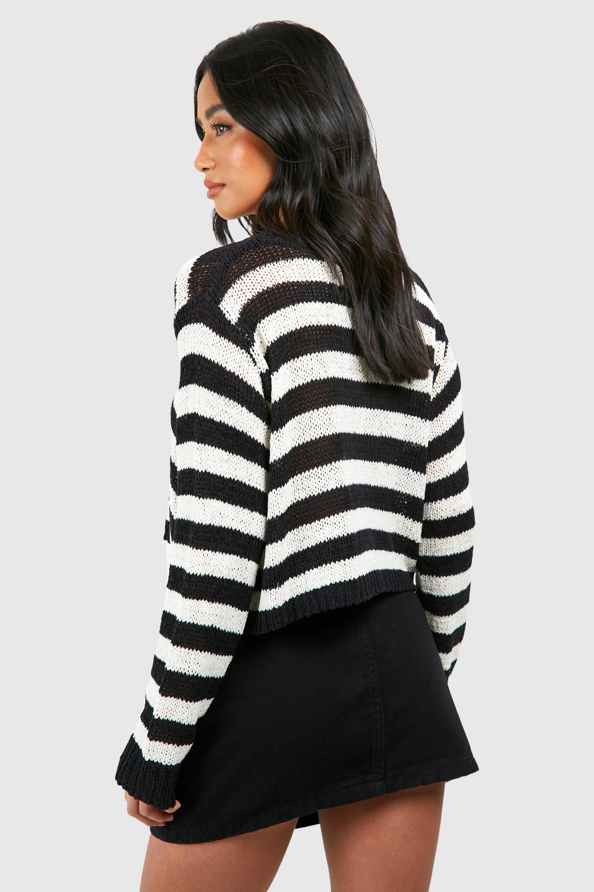 Jumpers & Cardigans | Petite Loose Knit Stripe Jumper | boohoo