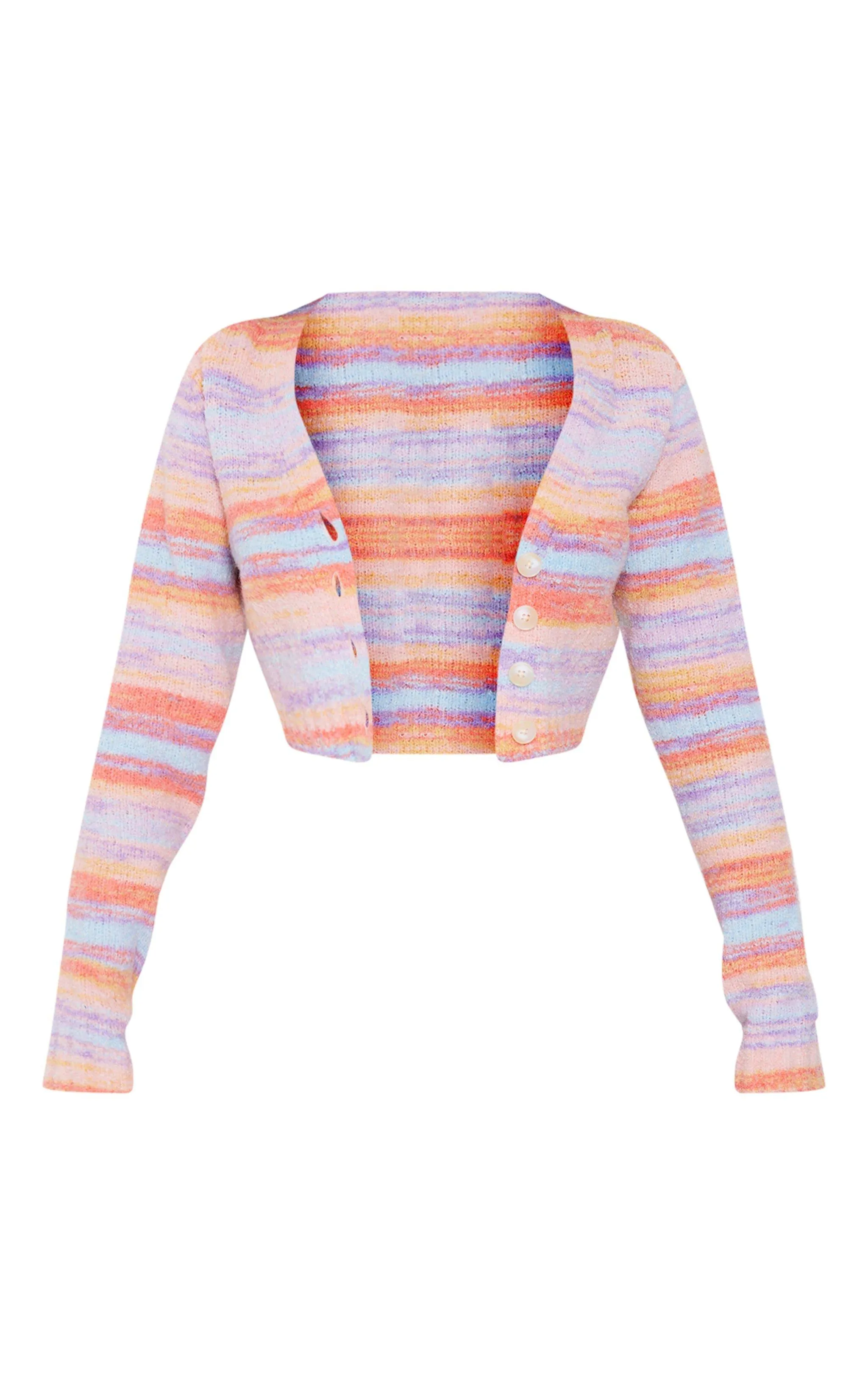 Petite Multi Coloured Fluffy Knit Crop Cardigan - PrettyLittleThing