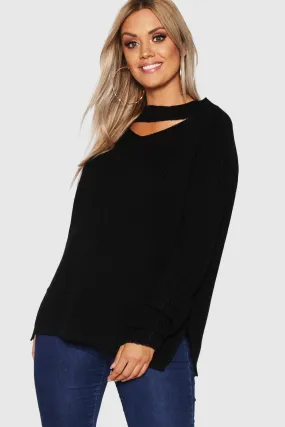 Jumpers & Cardigans | Plus Choker Side Split Jumper | boohoo