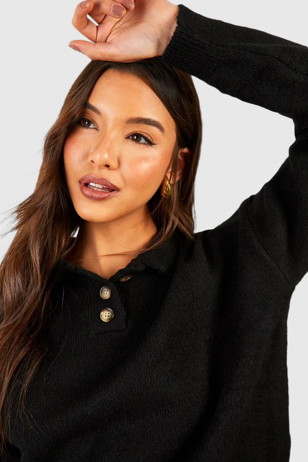 Jumpers & Cardigans | Soft Knit Jumper With Polo Collar | boohoo