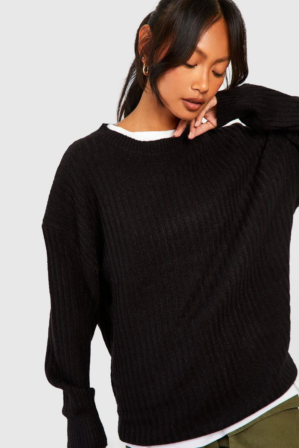 Jumpers & Cardigans | Soft Knit Oversized Crew Neck Jumper | boohoo