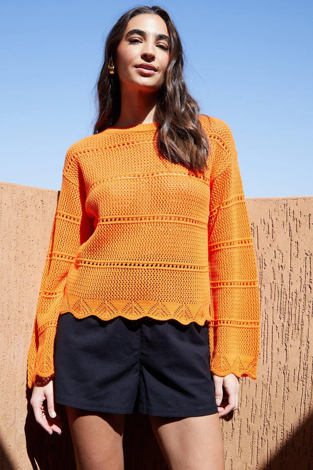 Melbourne Pointelle Crochet Jumper - Threadbare Clothing