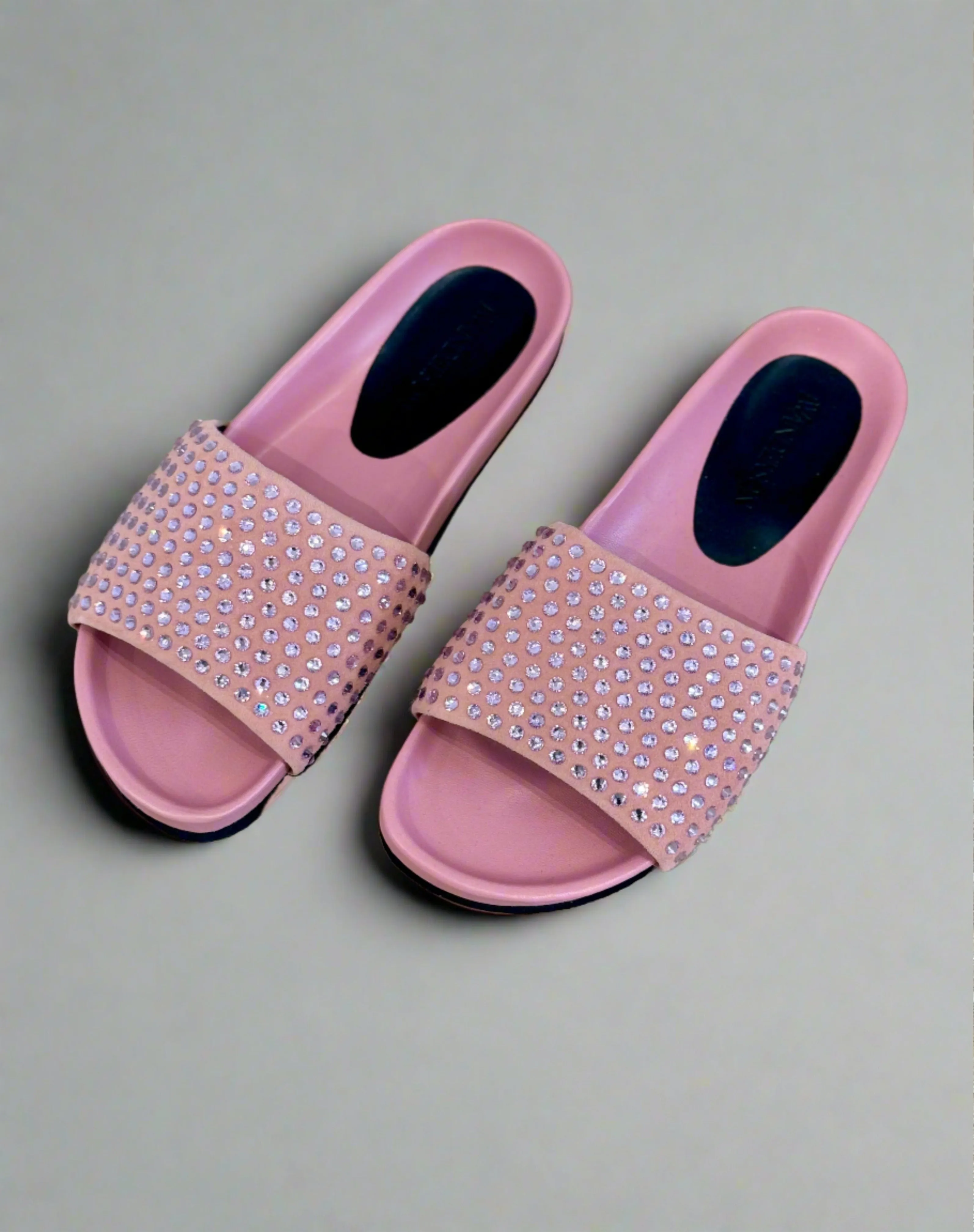 JW Anderson Embellished Leather Slides- Pink