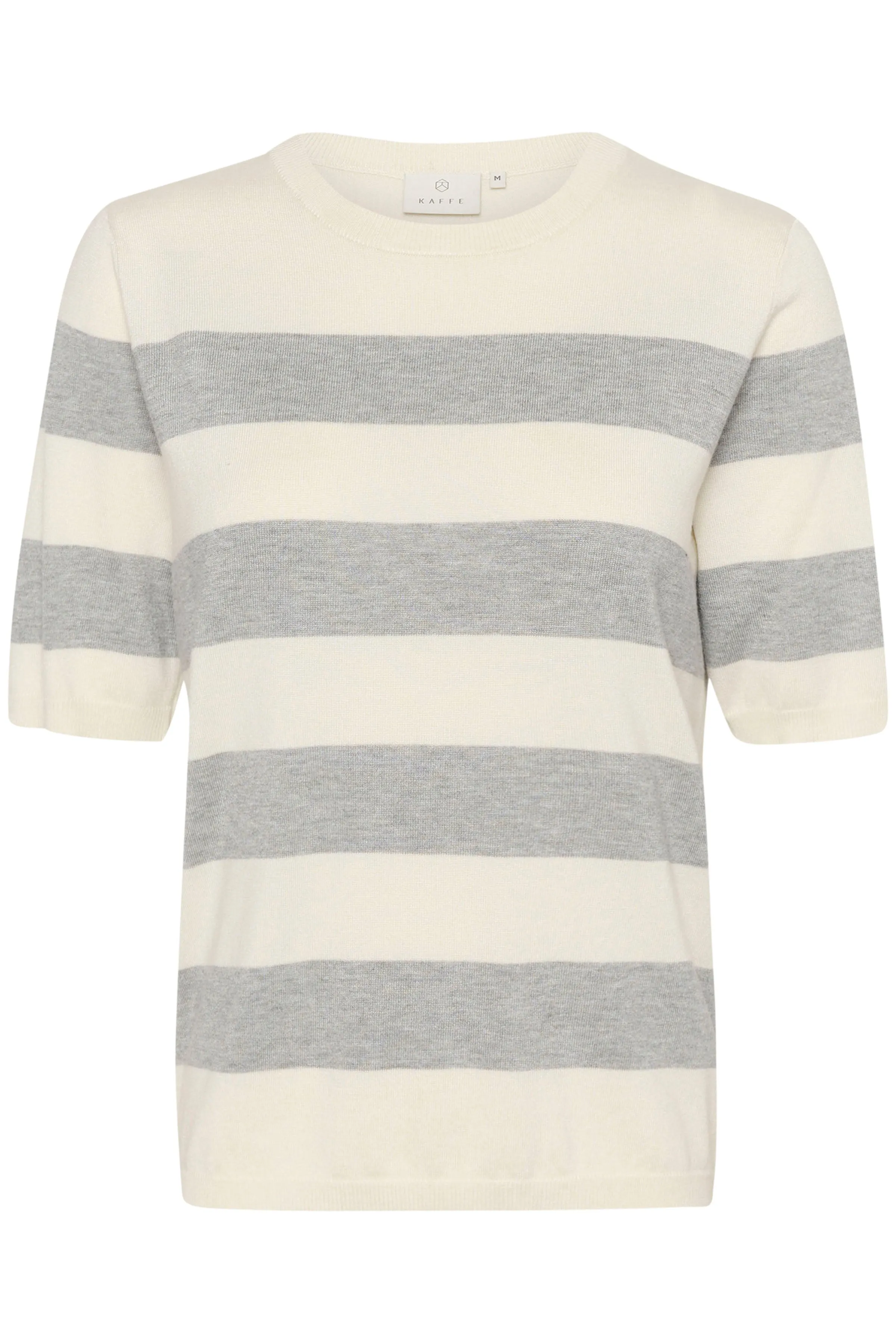 Kaffe Kalizza grey and white striped knit top.