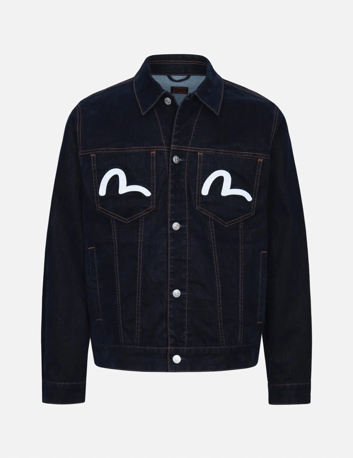 Kamon and Seagull Embroidery Regular Fit Denim Jacket