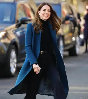 Kate Middleton Blue Wool Coat