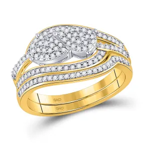 Keene Jewelers 10kt Yellow Gold Round Diamond Bridal Wedding Ring Band Set 1/3 Cttw