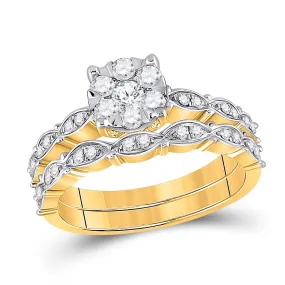 Keene Jewelers 14kt Yellow Gold Round Diamond Bridal Wedding Ring Band Set 1/2 Cttw