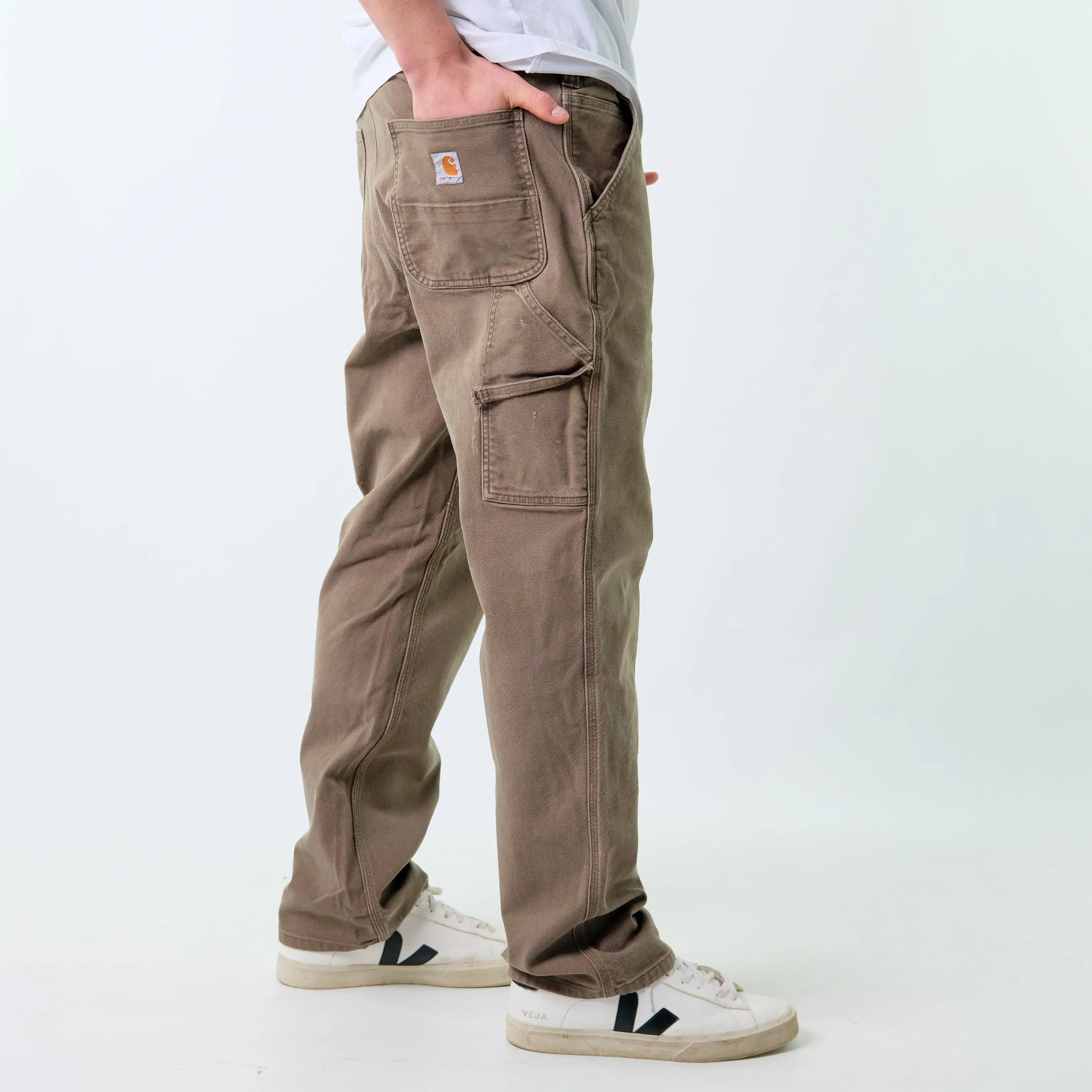 Khaki Green y2ks Carhartt Canvas Carpenter Jeans Baggy Pants (36x30)