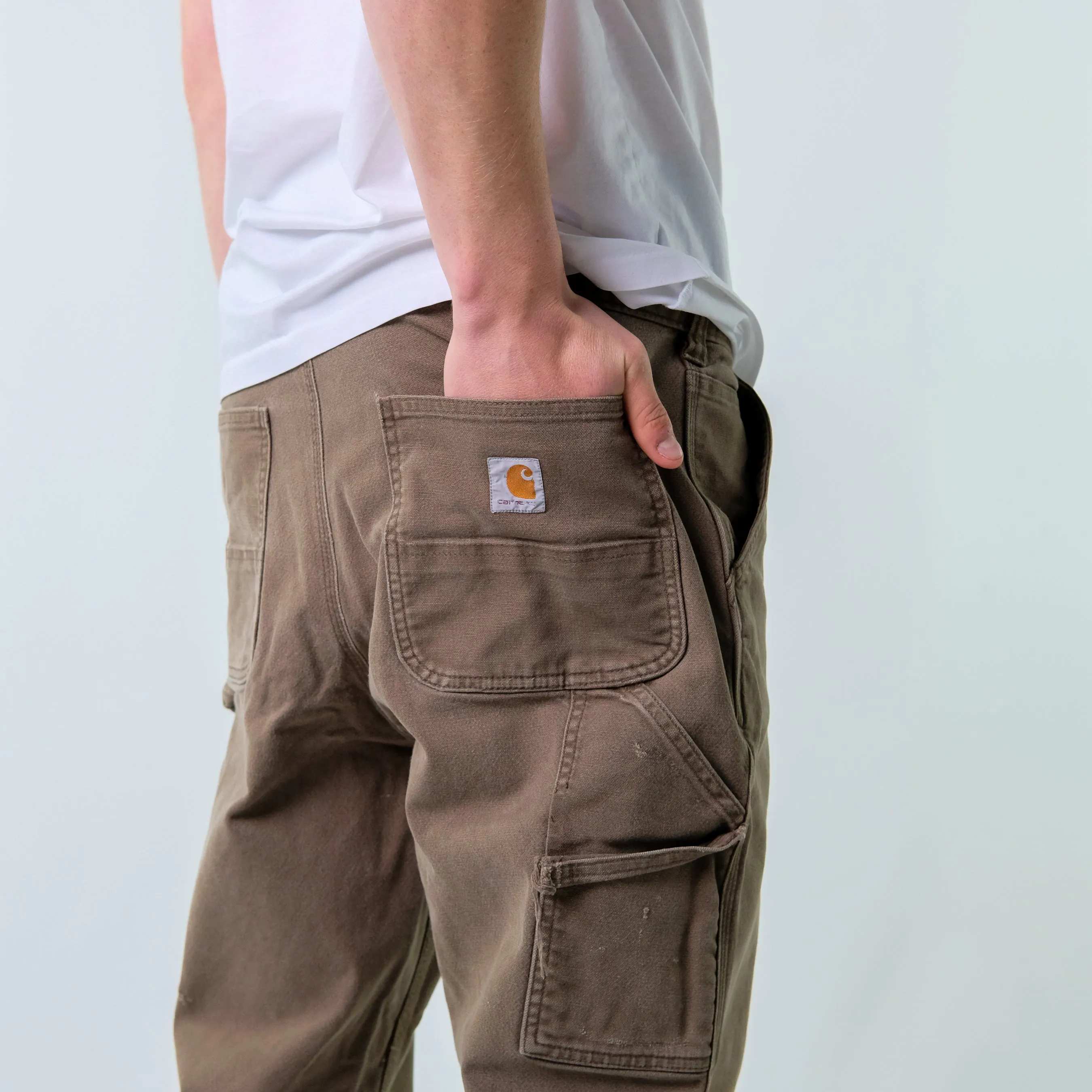 Khaki Green y2ks Carhartt Canvas Carpenter Jeans Baggy Pants (36x30)