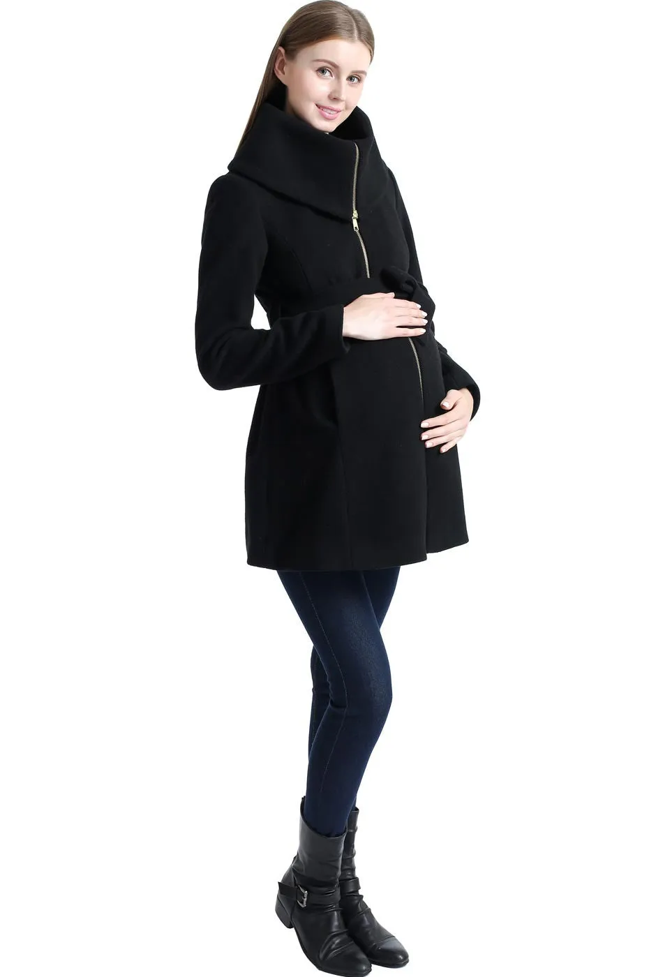 Kimi + Kai Maternity Mia Wool Blend Fold Collar Coat