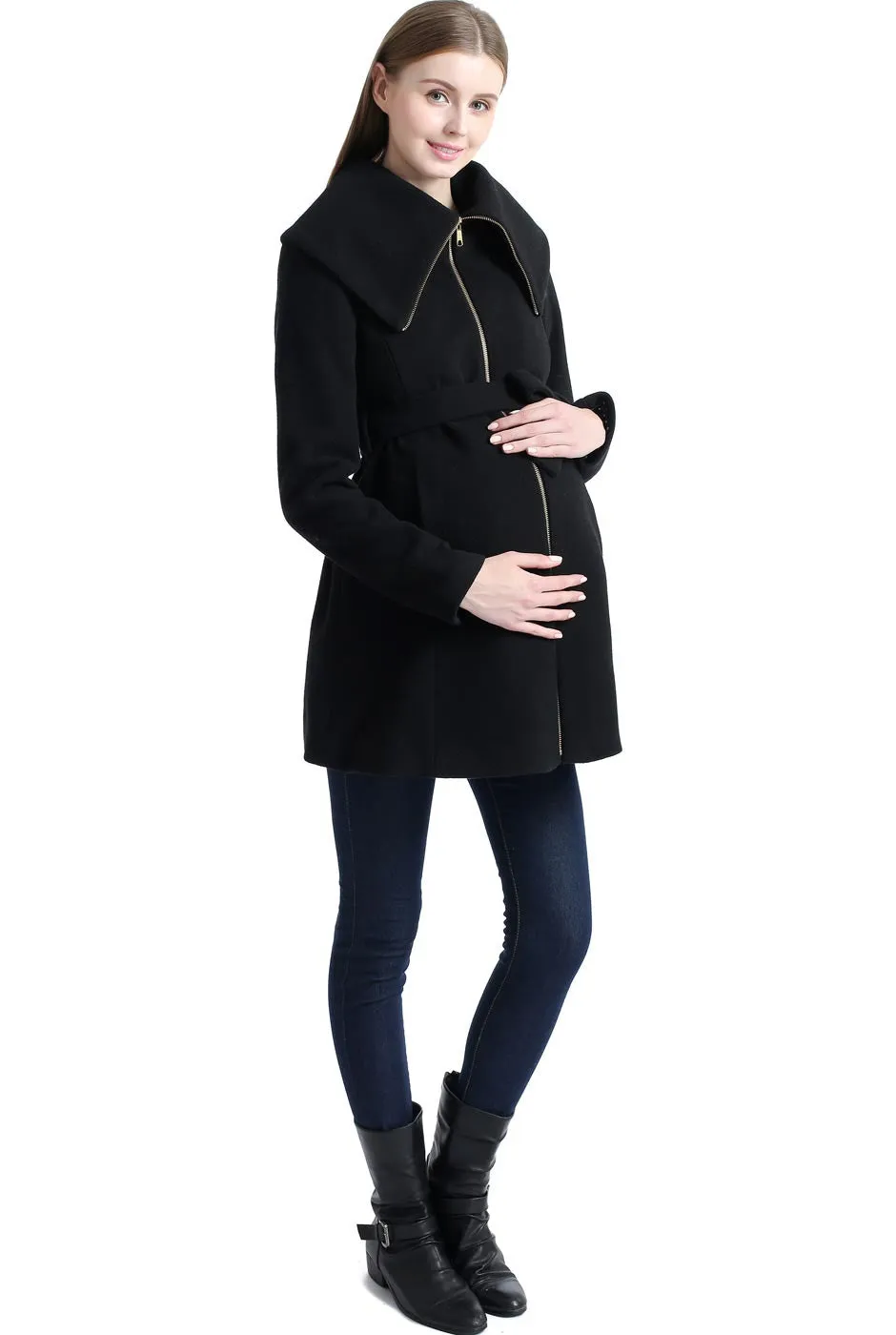 Kimi + Kai Maternity Mia Wool Blend Fold Collar Coat