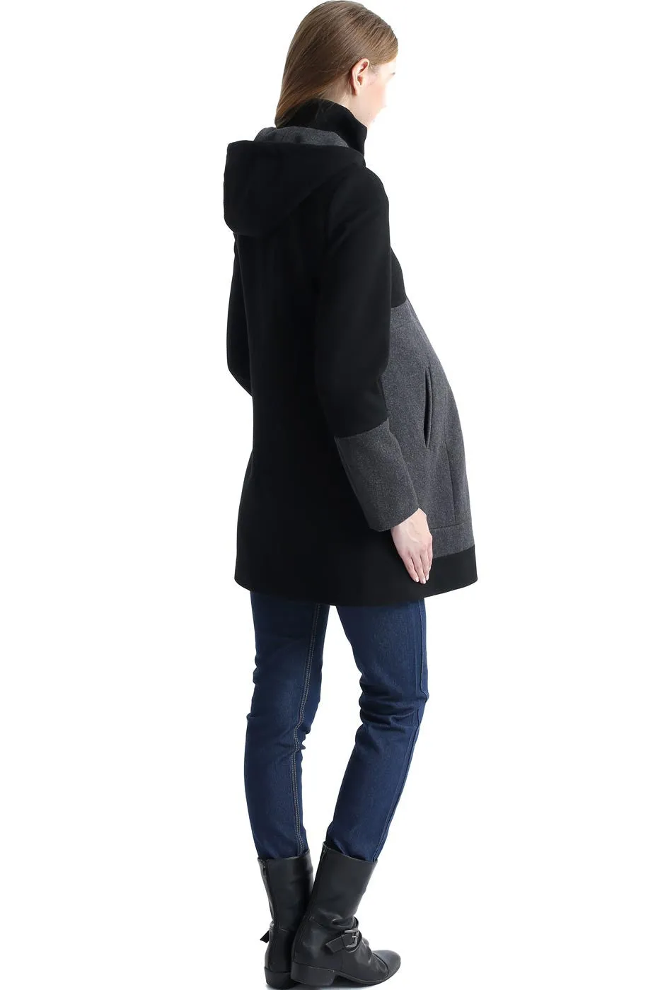 Kimi + Kai Maternity Tessa Wool Blend Colorblock Coat