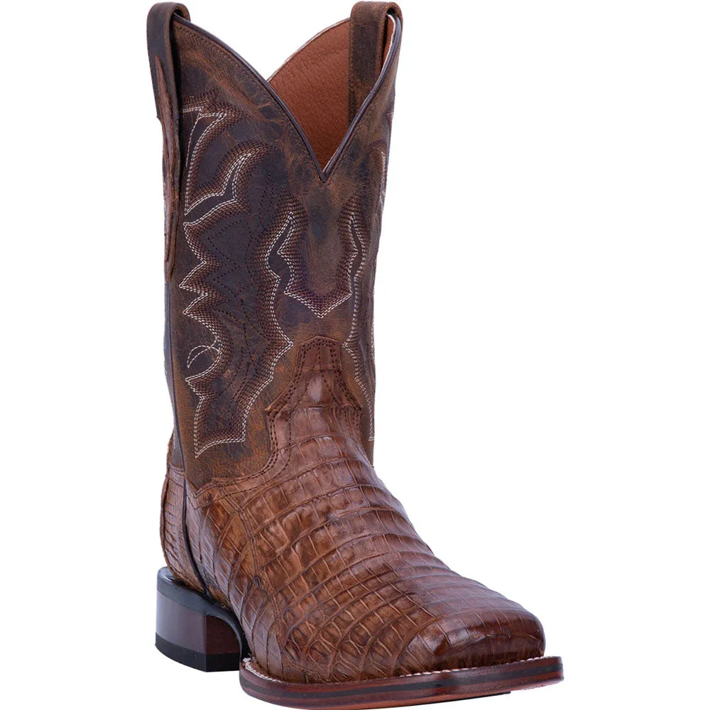 Kingsly Caiman Embroidered Square Toe Cowboy Boots