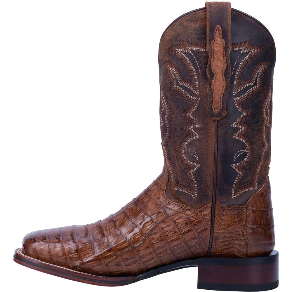 Kingsly Caiman Embroidered Square Toe Cowboy Boots