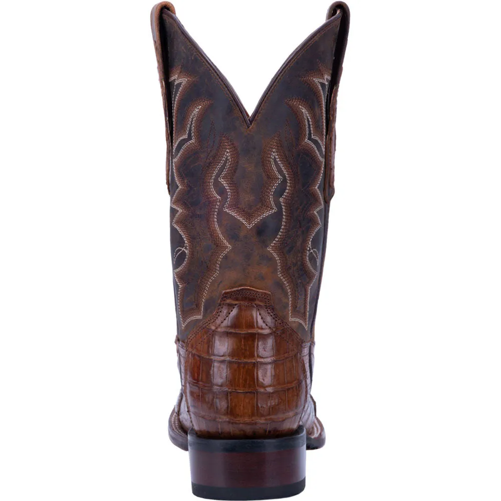 Kingsly Caiman Embroidered Square Toe Cowboy Boots