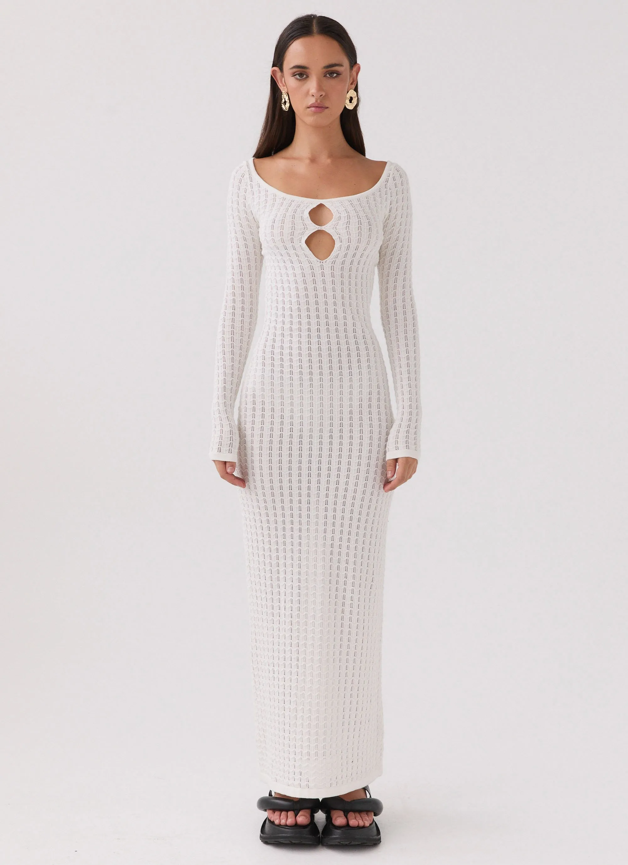 Knit Maxi Dress in White